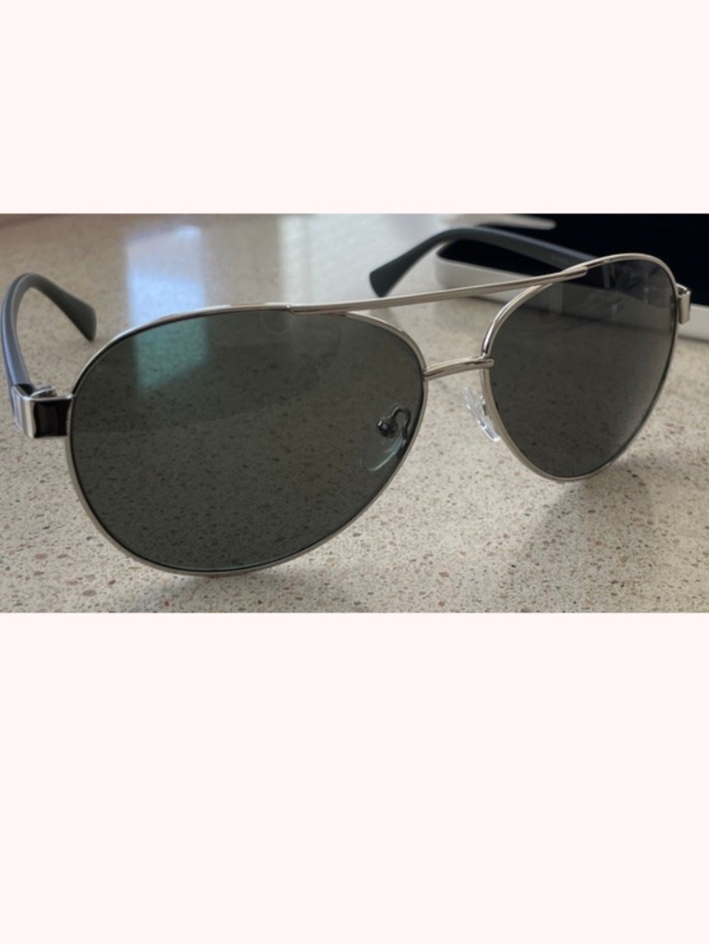 Calvin Klein Aviator Sunglasses Silver Frame Gray Lenses w/ Case